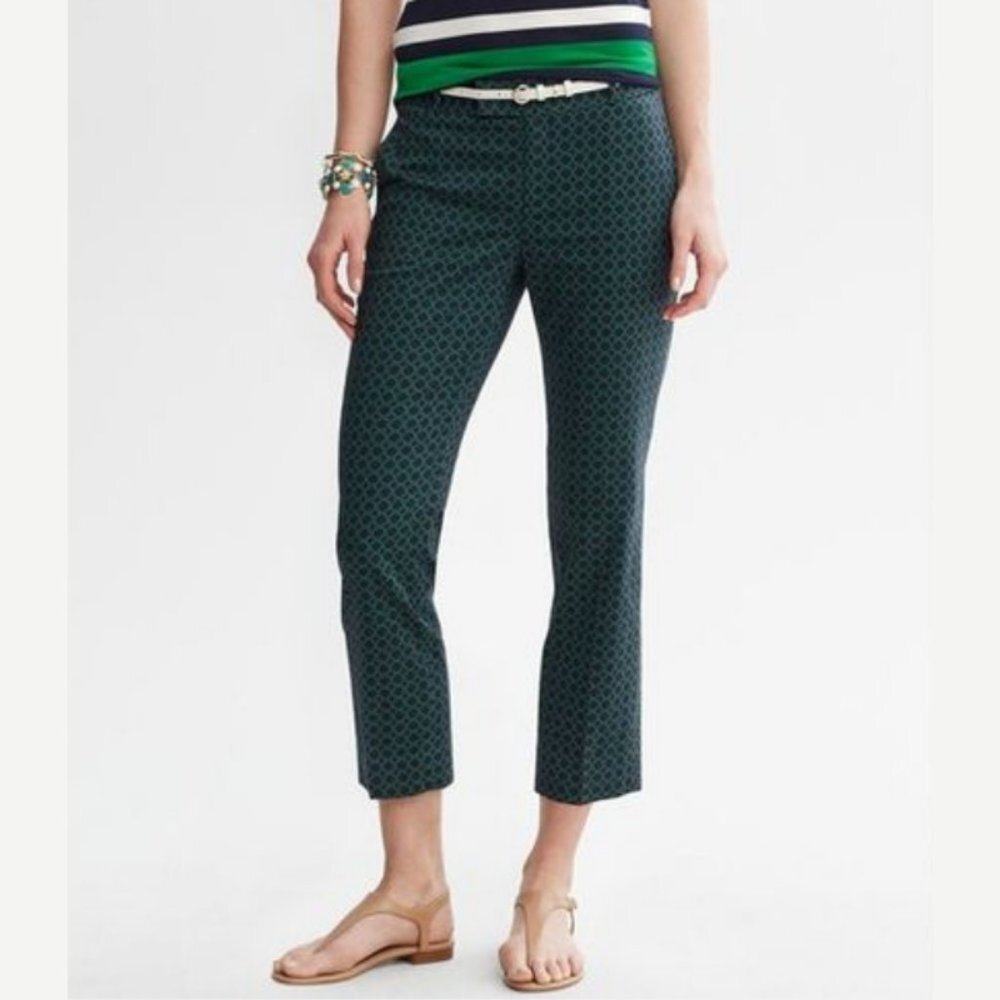 Banana Republic Navy Tile Print Crop‎ Ankle Pants